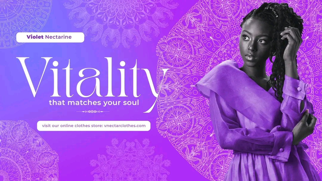 Vitality campaign visual for Violet Nectarine in purple duotone